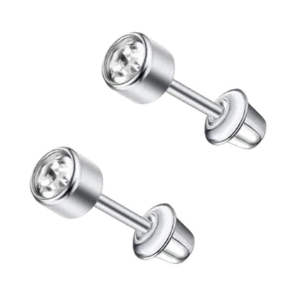 Stalen kinderoorbellen - ronde zirkonia oorknopjes 4mm - schroefsluiting - oor6260 - 72426 - Oorbellen kopen# - 4mm - alles