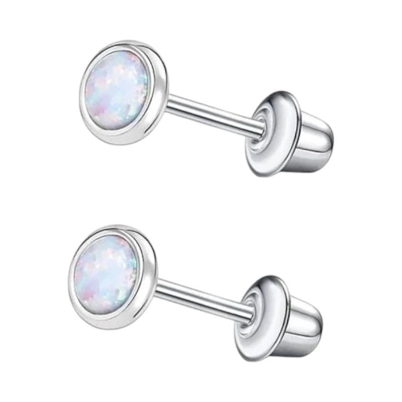 Stalen kinderoorbellen - RVS Kinderoorbellen Opaal 4mm - oor6275 - 72444 - Oorbellen kopen# - 4mm - alles - cadeau