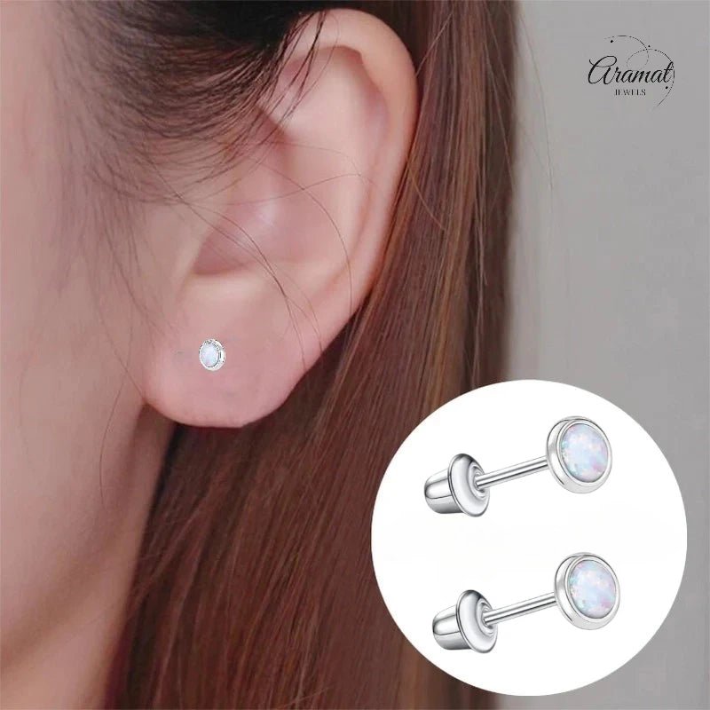 Stalen kinderoorbellen - RVS Kinderoorbellen Opaal 4mm - oor6275 - 72444 - Oorbellen kopen# - 4mm - alles - cadeau