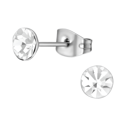 Stalen Kristal Oorbellen met transparant steentje – Zilverkleur – 5mm - Aramat Jewels - Oorbellen - cadeautip