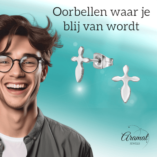 Stalen Kruisjes Oorbellen – Zilverkleur – 10x7mm - oor3472 - 11386 - Oorbellen kopen# - 10mm - alles - cadeau
