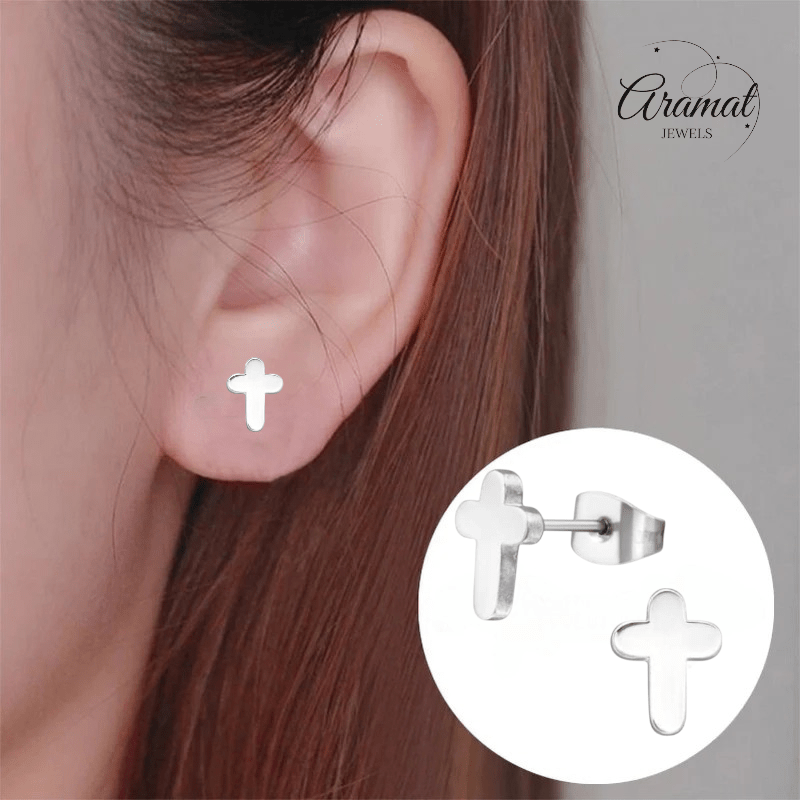 Stalen Kruisjes Oorbellen Zilverkleurig – 10x7mm - oor2747 - LJE1097 - Oorbellen kopen# - 10mm - alles - cadeau