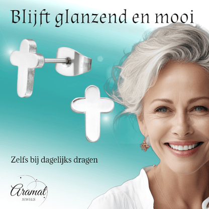 Stalen Kruisjes Oorbellen Zilverkleurig – 10x7mm - oor2747 - LJE1097 - Oorbellen kopen# - 10mm - alles - cadeau