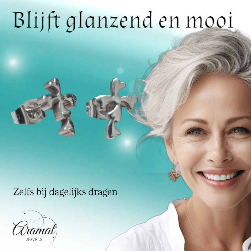 Stalen Kruisjes Oorbellen Zilverkleurig – 10x7mm - oor2799 - LJE1154 - Oorbellen kopen# - 10mm - alles - cadeau