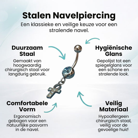 Piercing nombril en acier Croix égyptienne