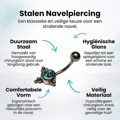 Steel Navel Piercing Eline Aqua Blue