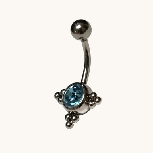 Piercing nombril en acier Eline bleu turquoise