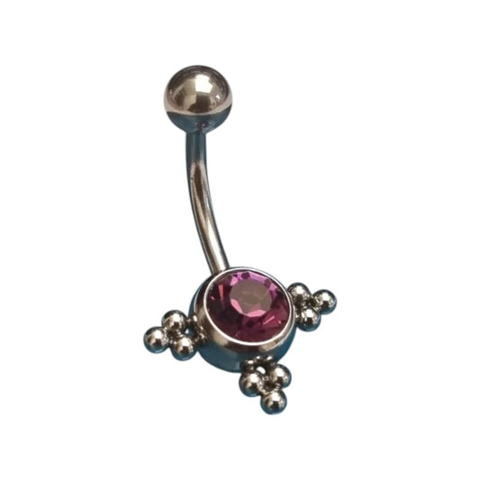 Piercing nombril en acier Eline Zircone violette