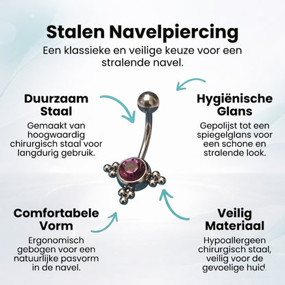 Steel Navel Piercing Eline Purple Zirconia