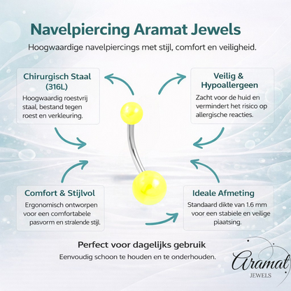 Steel Navel Piercing Yellow Acrylic Pearl