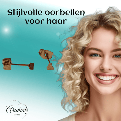Stalen Oorbellen Driehoek Goudkleur – 3mm - Aramat Jewels - Oorbellen - cadeautip