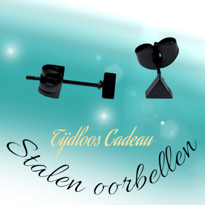 Stalen Oorbellen Driehoek Zwart – 4mm - Aramat Jewels - Oorbellen - cadeautip