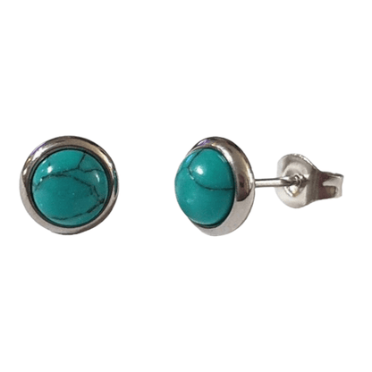 Stalen oorbellen groen gemarmerd 8mm zilverkleur - oor3076 - Oorbellen kopen# - 8mm - alles - cadeau