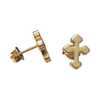 Stalen Oorbellen kruisje – Goudkleur – 11x9mm - Aramat Jewels - Oorbellen - cadeautip