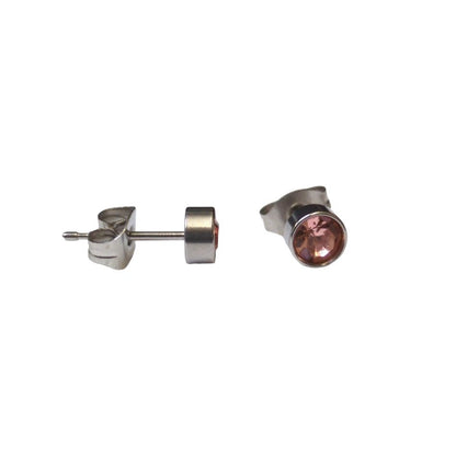 Stalen Oorbellen Licht Roze Kristal 5mm - oor4573 - Oorbellen kopen# - 5mm - alles