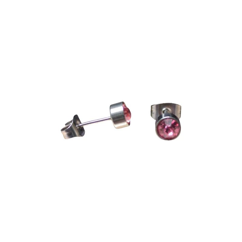 Stalen Oorbellen Lichtroze Zirkonia – 5mm - oor862 - Oorbellen kopen# - 5mm - alles - cadeau