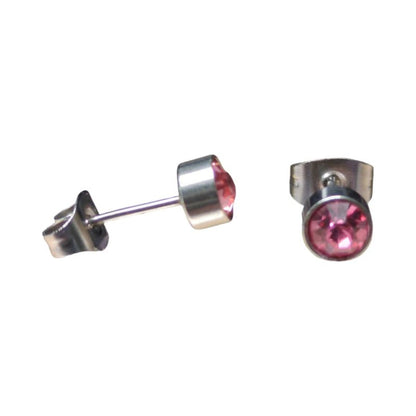 Stalen Oorbellen Lichtroze Zirkonia – 5mm - oor862 - Oorbellen kopen# - 5mm - alles - cadeau