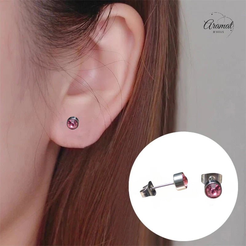 Stalen Oorbellen Lichtroze Zirkonia – 5mm - oor862 - Oorbellen kopen# - 5mm - alles - cadeau