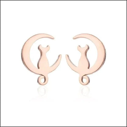 Een paar oorbellen met een kat op de voorkant