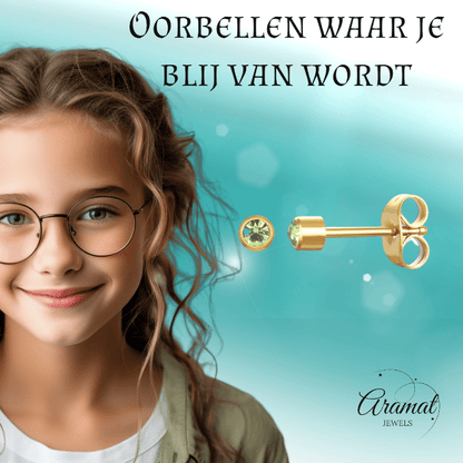 Stalen Oorstekers 3mm - Lichtgroen Kristal - oor575 - XE38687 - Oorbellen kopen# - 3mm - alles - cadeau
