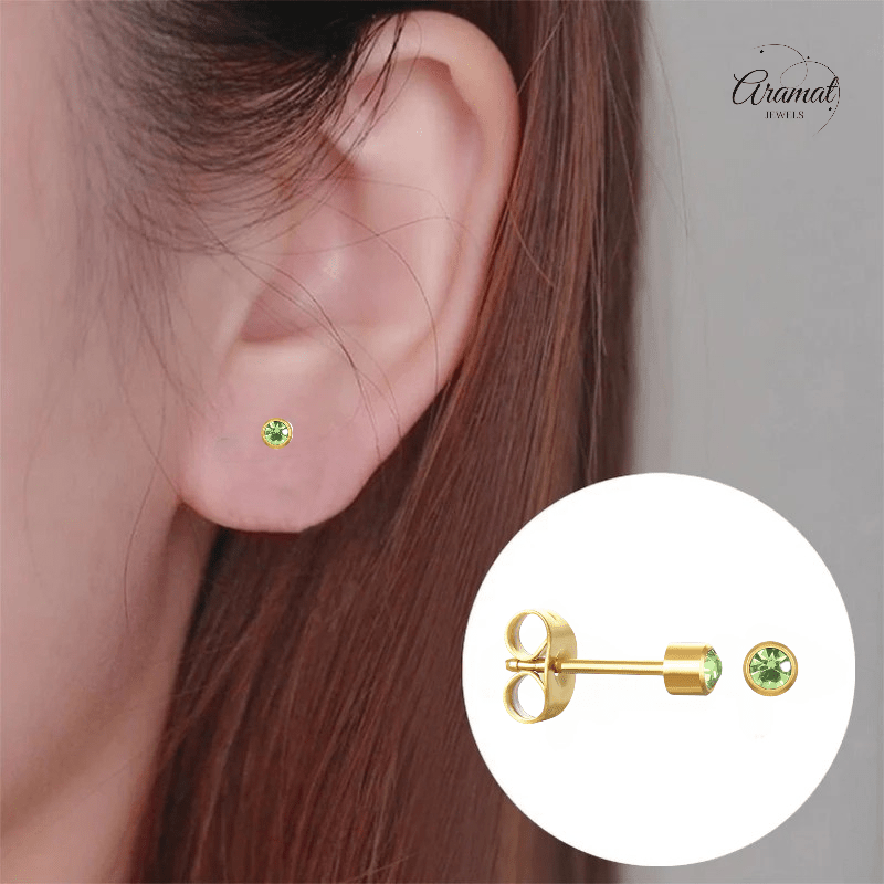 Stalen Oorstekers 3mm - Lichtgroen Kristal - oor575 - XE38687 - Oorbellen kopen# - 3mm - alles - cadeau
