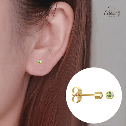 Stalen Oorstekers 3mm - Lichtgroen Kristal - oor575 - XE38687 - Oorbellen kopen# - 3mm - alles - cadeau