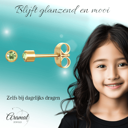 Stalen Oorstekers 3mm - Lichtgroen Kristal - oor575 - XE38687 - Oorbellen kopen# - 3mm - alles - cadeau