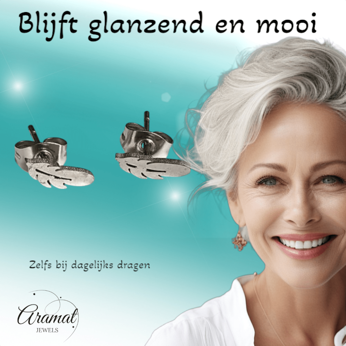 Stalen Oorstekers Veertjes Zilverkleur – 9x3mm - Aramat Jewels - Oorbellen - cadeautip