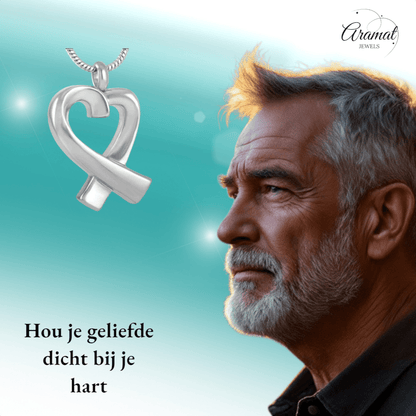 Stalen open hart ashanger – gedenksieraad - Aramat Jewels - Gedenkhangers - cadeautip