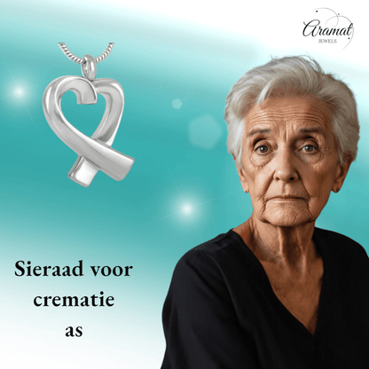 Stalen open hart ashanger – gedenksieraad - Aramat Jewels - Gedenkhangers - cadeautip