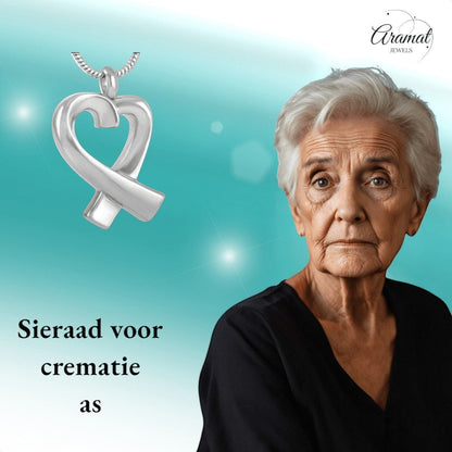Stalen open hart ashanger – gedenksieraad - Aramat Jewels - Gedenkhangers - cadeautip