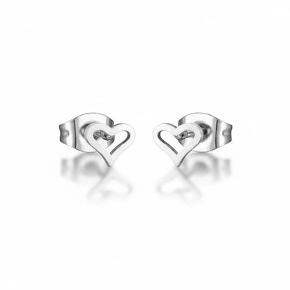 Stalen Open Hartjes Oorbellen Zilverkleur 4mm RVS - Aramat Jewels - Oorbellen - cadeautip