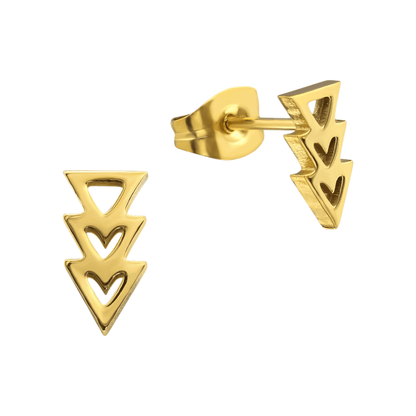 Stalen pijltjes oorbellen goudkleur 9x5mm - oor3463 - 29799 - Oorbellen kopen# - 9mm - alles - cadeau