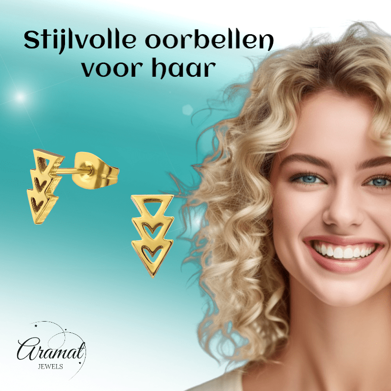 Stalen pijltjes oorbellen goudkleur 9x5mm - oor3463 - 29799 - Oorbellen kopen# - 9mm - alles - cadeau