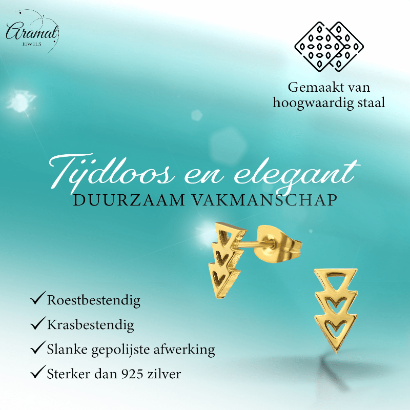 Stalen pijltjes oorbellen goudkleur 9x5mm - oor3463 - 29799 - Oorbellen kopen# - 9mm - alles - cadeau