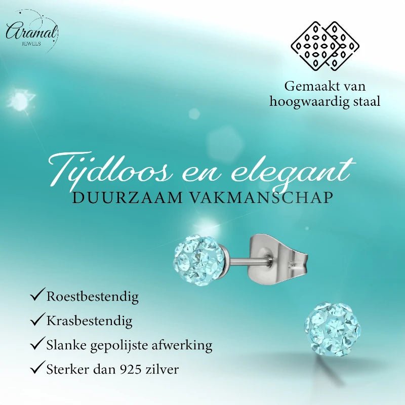Stalen Shamballa Oorbellen - 4,5mm - oor2443 - 31879 - Oorbellen kopen# - 4.5mm - alles - blauw