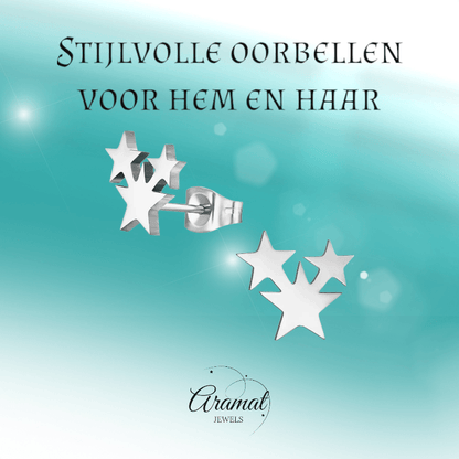 Stalen Sterren Oorbellen - Zwart of Zilverkleurig RVS - oor624 - XE45076 - Oorbellen kopen