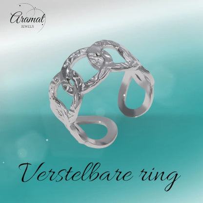 Stalen Verstelbare Open Ring - Bewerkte Schakels - 10mm - ring256 - 161802 - Ringen kopen