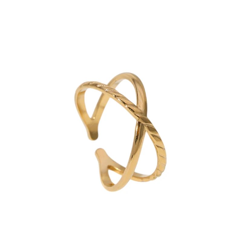 Stalen Verstelbare Open Ring - Glad & Gestreept - One Size - ring253 - 160891 - Ringen kopen