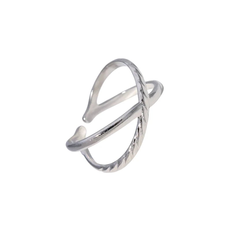 Stalen Verstelbare Open Ring - Glad & Gestreept - One Size - ring254 - 160890 - Ringen kopen