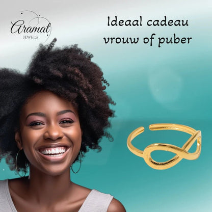 Stalen Verstelbare Open Ring - Infinity Symbool - One Size - ring265 - 161011 - Ringen kopen