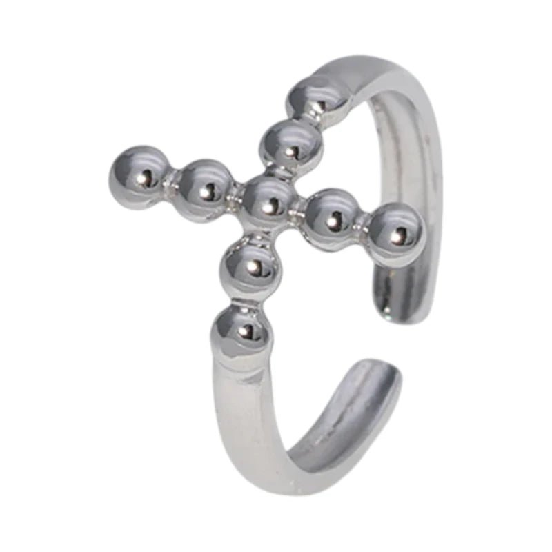 Stalen Verstelbare Open Ring - Kruis van Dots - One Size - ring300 - 161595 - Ringen kopen