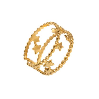 Stalen Verstelbare Open Ring - Sterretjes & Dots - One Size - ring277 - 161335 - Ringen kopen