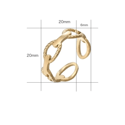 Stalen Verstelbare Open Schakel Ring - One Size - RVS - ring251 - 161437 - Ringen kopen