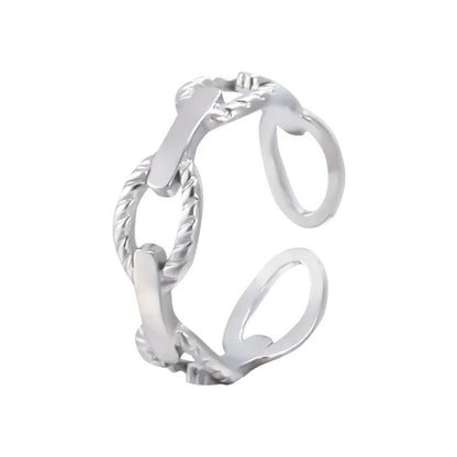 Stalen Verstelbare Open Schakel Ring - One Size - RVS - ring252 - 161436 - Ringen kopen