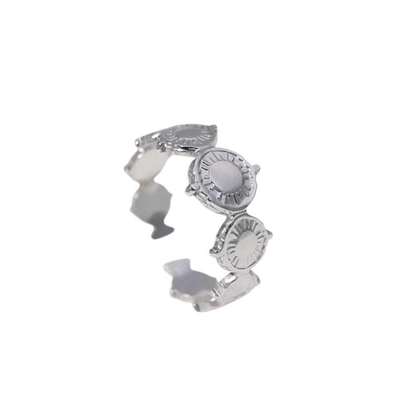 Stalen Verstelbare Ring - Bewerkte Cirkels - One Size - ring246 - 161623 - Ringen kopen