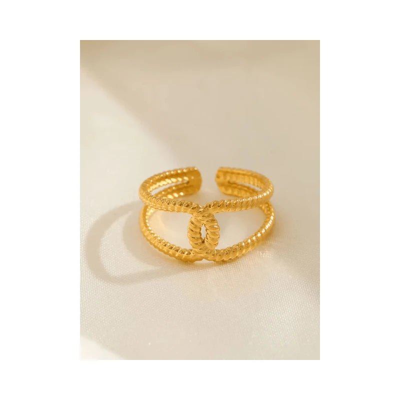 Stalen verstelbare ring - knoop met motief - ring234 - tm - ZN085 - Ringen kopen# - Zilverkleur - alles - bali