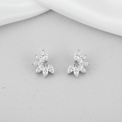 Stalen Zirkonia Waaiertjes Oorbellen 10mm Schroefsluiting - Aramat Jewels - Oorbellen - cadeautip