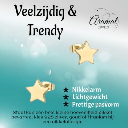 Ster oorstekers goudkleur staal – 4mm mini - Aramat Jewels - Oorbellen - cadeautip