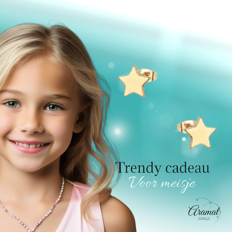 Ster oorstekers goudkleur staal – 4mm mini - Aramat Jewels - Oorbellen - cadeautip